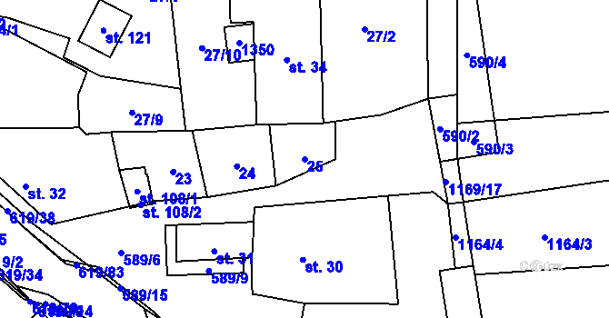 Parcela st. 25 v KÚ Sulimov, Katastrální mapa
