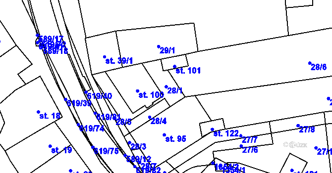 Parcela st. 28/1 v KÚ Sulimov, Katastrální mapa
