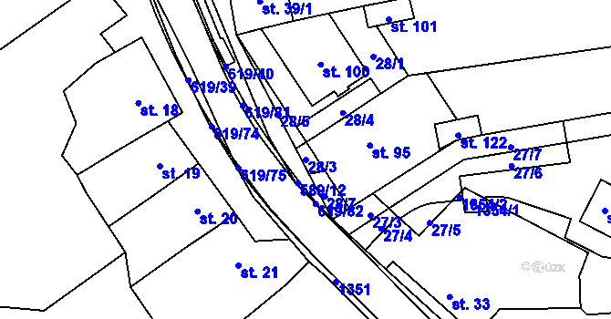 Parcela st. 28/3 v KÚ Sulimov, Katastrální mapa