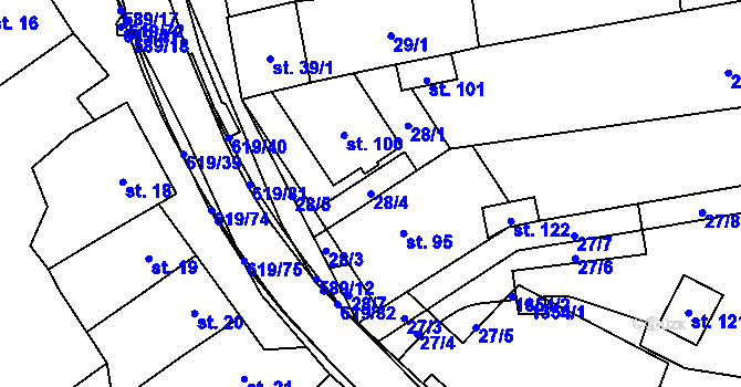 Parcela st. 28/4 v KÚ Sulimov, Katastrální mapa
