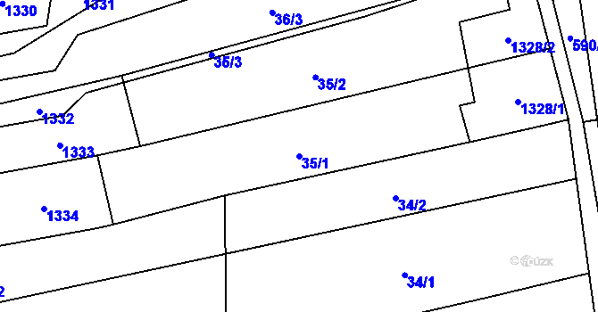 Parcela st. 35/1 v KÚ Sulimov, Katastrální mapa