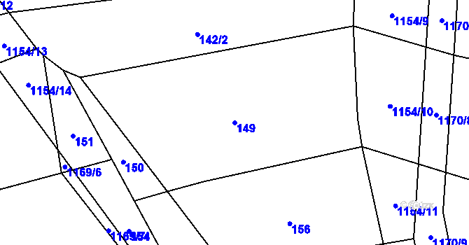 Parcela st. 149 v KÚ Sulimov, Katastrální mapa