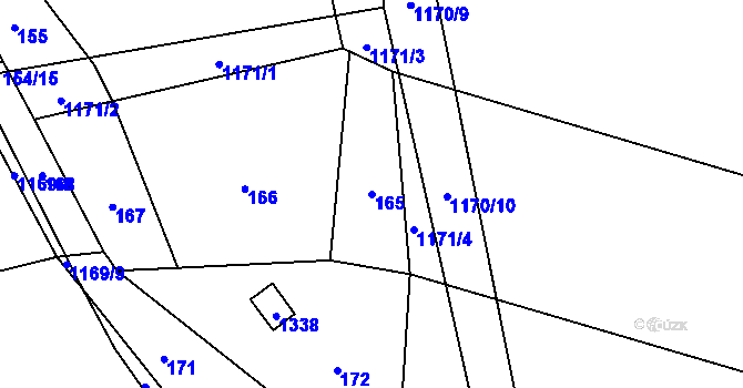 Parcela st. 165 v KÚ Sulimov, Katastrální mapa