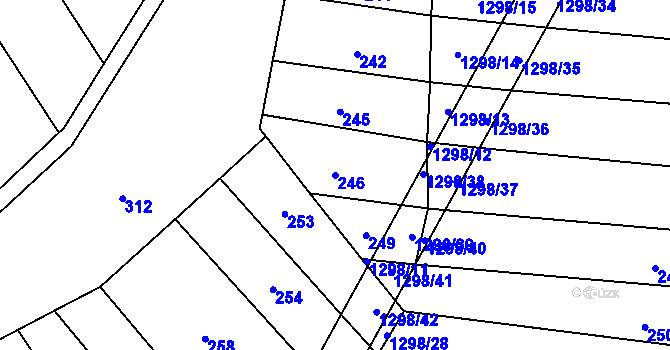 Parcela st. 246 v KÚ Sulimov, Katastrální mapa