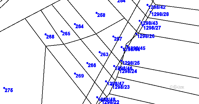Parcela st. 263 v KÚ Sulimov, Katastrální mapa