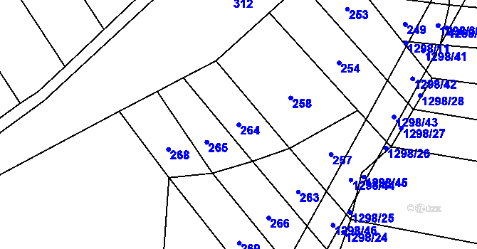 Parcela st. 264 v KÚ Sulimov, Katastrální mapa