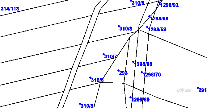 Parcela st. 310/7 v KÚ Sulimov, Katastrální mapa