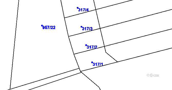 Parcela st. 317/2 v KÚ Sulimov, Katastrální mapa