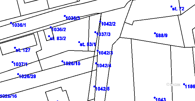 Parcela st. 1042/3 v KÚ Sulimov, Katastrální mapa