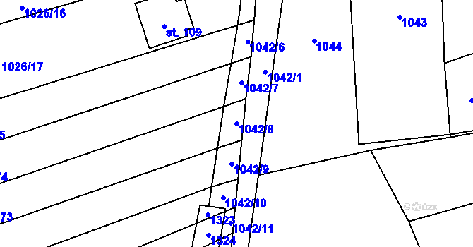 Parcela st. 1042/8 v KÚ Sulimov, Katastrální mapa