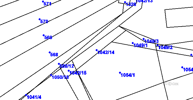 Parcela st. 1042/14 v KÚ Sulimov, Katastrální mapa