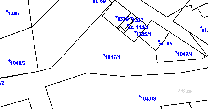 Parcela st. 1047/1 v KÚ Sulimov, Katastrální mapa