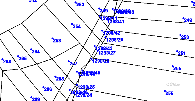 Parcela st. 1298/27 v KÚ Sulimov, Katastrální mapa