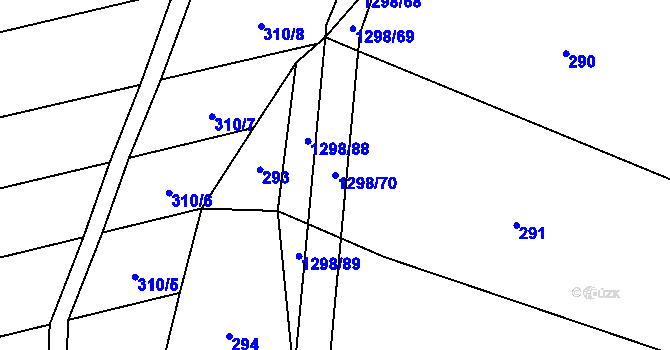 Parcela st. 1298/70 v KÚ Sulimov, Katastrální mapa