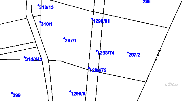 Parcela st. 1298/74 v KÚ Sulimov, Katastrální mapa