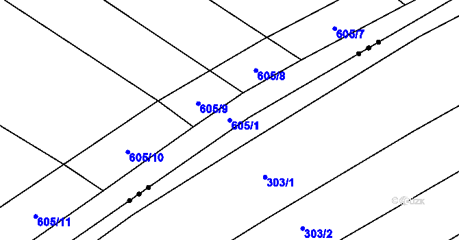 Parcela st. 605/1 v KÚ Sulimov, Katastrální mapa