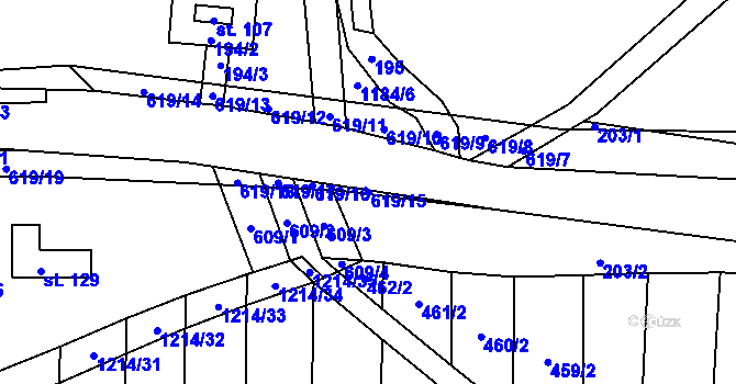 Parcela st. 619/15 v KÚ Sulimov, Katastrální mapa