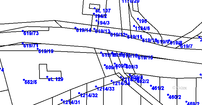 Parcela st. 619/18 v KÚ Sulimov, Katastrální mapa