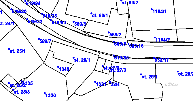 Parcela st. 619/31 v KÚ Sulimov, Katastrální mapa