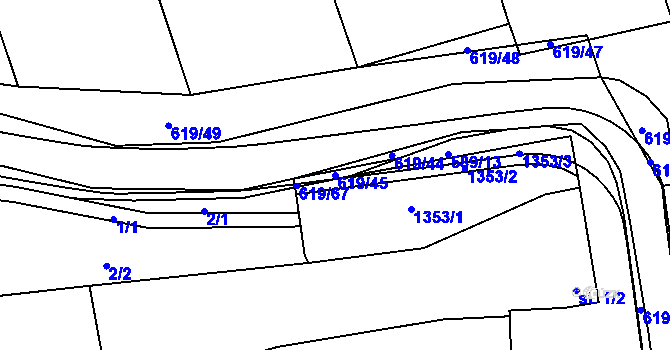 Parcela st. 619/45 v KÚ Sulimov, Katastrální mapa