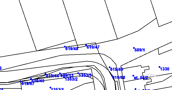 Parcela st. 619/47 v KÚ Sulimov, Katastrální mapa