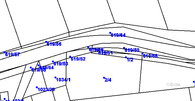 Parcela st. 619/51 v KÚ Sulimov, Katastrální mapa
