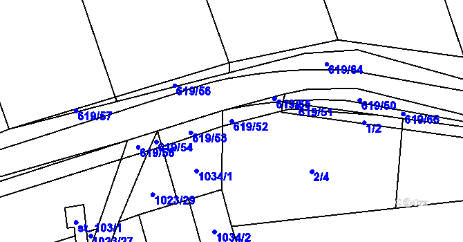 Parcela st. 619/52 v KÚ Sulimov, Katastrální mapa