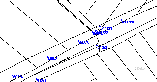 Parcela st. 605/3 v KÚ Sulimov, Katastrální mapa