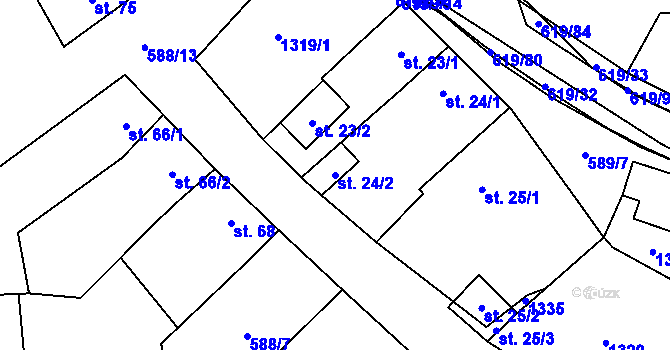 Parcela st. 24/2 v KÚ Sulimov, Katastrální mapa