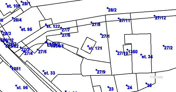Parcela st. 121 v KÚ Sulimov, Katastrální mapa