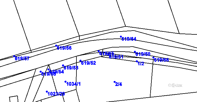 Parcela st. 619/65 v KÚ Sulimov, Katastrální mapa