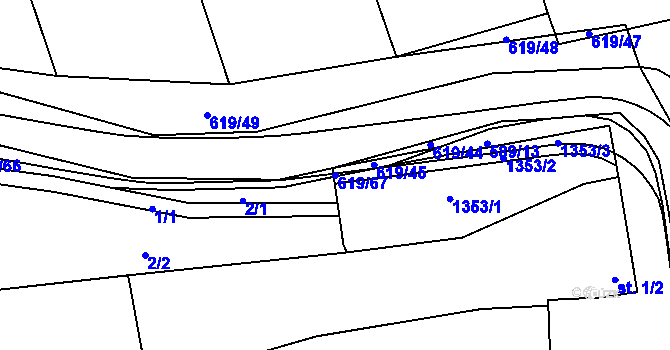 Parcela st. 619/67 v KÚ Sulimov, Katastrální mapa