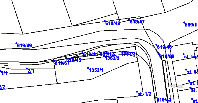 Parcela st. 589/13 v KÚ Sulimov, Katastrální mapa