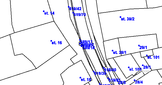 Parcela st. 619/72 v KÚ Sulimov, Katastrální mapa