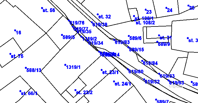 Parcela st. 619/78 v KÚ Sulimov, Katastrální mapa