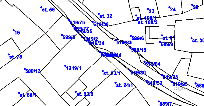 Parcela st. 619/79 v KÚ Sulimov, Katastrální mapa