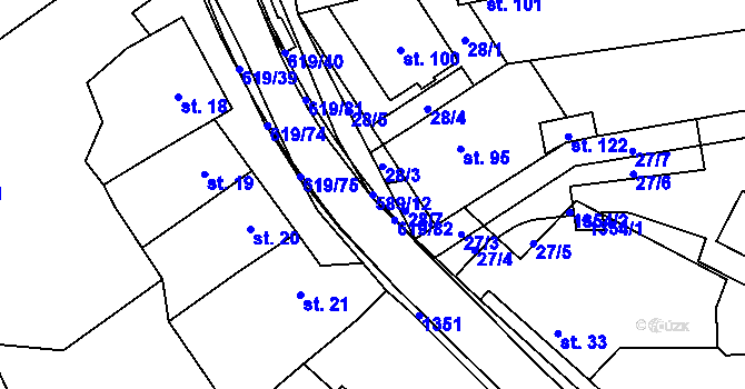 Parcela st. 589/12 v KÚ Sulimov, Katastrální mapa
