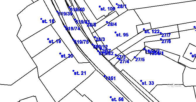 Parcela st. 619/82 v KÚ Sulimov, Katastrální mapa