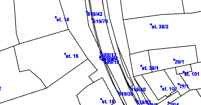 Parcela st. 589/17 v KÚ Sulimov, Katastrální mapa