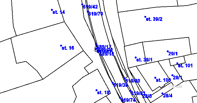 Parcela st. 589/18 v KÚ Sulimov, Katastrální mapa