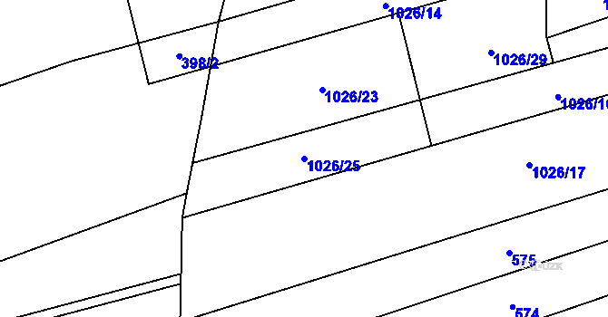 Parcela st. 1026/25 v KÚ Sulimov, Katastrální mapa