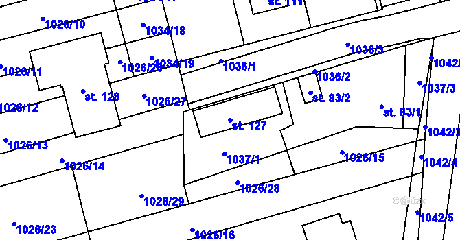 Parcela st. 127 v KÚ Sulimov, Katastrální mapa