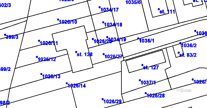 Parcela st. 1026/27 v KÚ Sulimov, Katastrální mapa