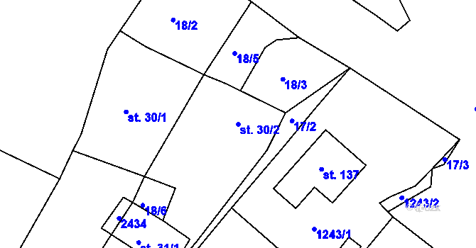 Parcela st. 30/2 v KÚ Vrbka u Sulimova, Katastrální mapa