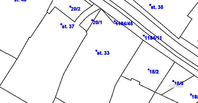 Parcela st. 33 v KÚ Vrbka u Sulimova, Katastrální mapa