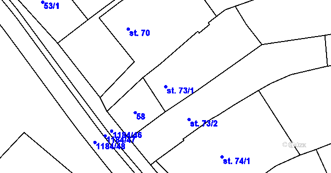 Parcela st. 73/1 v KÚ Vrbka u Sulimova, Katastrální mapa