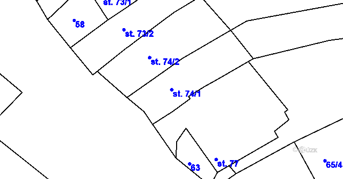 Parcela st. 74/1 v KÚ Vrbka u Sulimova, Katastrální mapa