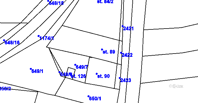 Parcela st. 89 v KÚ Vrbka u Sulimova, Katastrální mapa