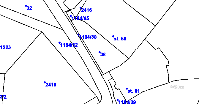 Parcela st. 38 v KÚ Vrbka u Sulimova, Katastrální mapa
