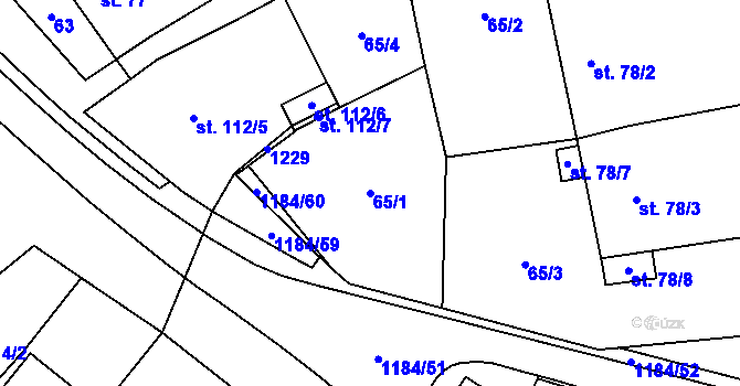 Parcela st. 65/1 v KÚ Vrbka u Sulimova, Katastrální mapa